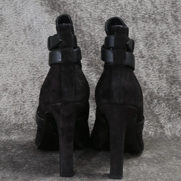 SAINT LAURENT PARIS BLACK SUEDE AND LEATHER STRAPPY JODHPUR BOOTS 41 / 10 US - Picture 2 of 8